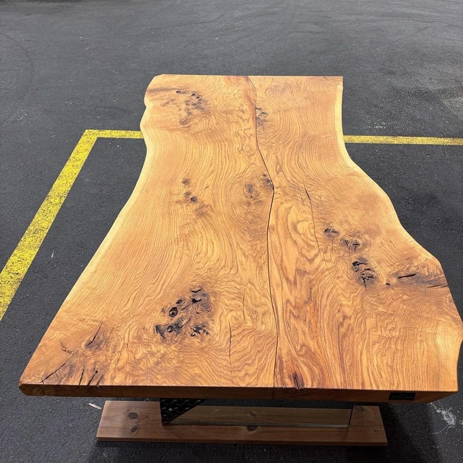 Massivholztisch Eiche mit Glas-Stahl-Gestell - Image 7